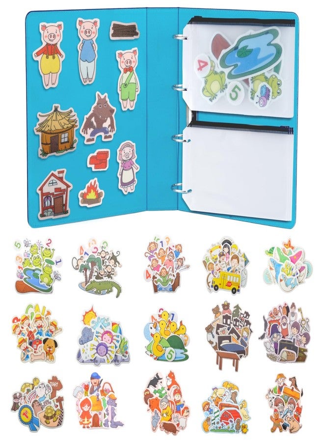 CHEFAN 16 Pack Felt Board Stories Set,Flannel Board Stories with a Felt Storage Binder for Preschool Activities,Included 5 Little Ducks,Wheels On Bus,Three Little Pigs and Little Red Riding Hood - Image 1
